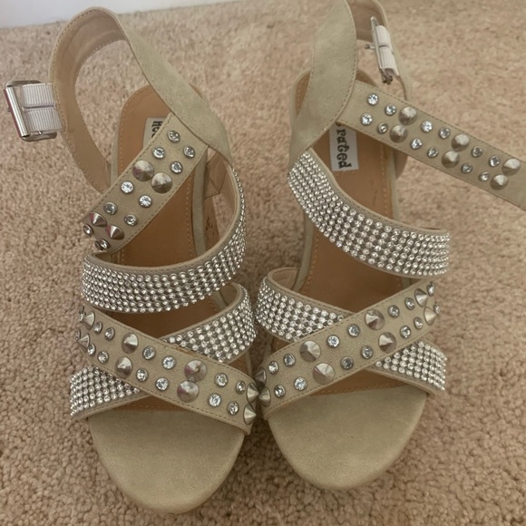 Not Rated Beige and Silver Studded Sandals - Picture 1 of 4